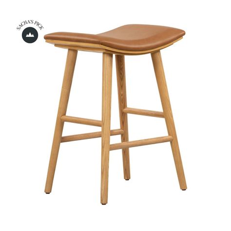 Slim styling meets colour contrast for effortless impact. Warm ash framing supports a saddle-style seat... Rattan Bar Stools, Saddle Stools, Leather Counter Stools, Upholstered Stool, Dining Stools, Bar Counter, Burke Decor, Small Decor, Belfast