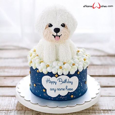 Disney Frozen Birthday Cake with Name - eNameWishes Dog Cake Ideas, Puppies Cake, Lover Birthday Cake, Name On Cake, Puppy Birthday Cakes, Write Name On Cake, Happy Birthday Cake With Name, Birthday Cake Write Name, Online Birthday Cake