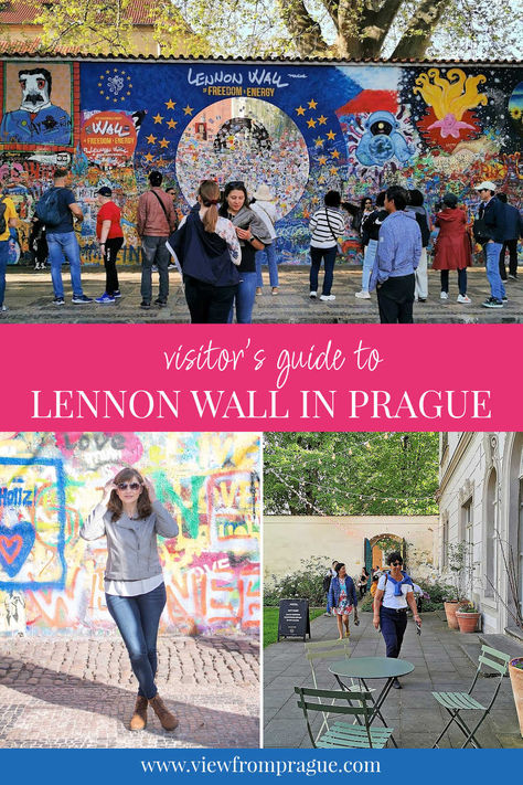 John Lennon Wall is a wall with colourful paintings, graffiti and messages symbolising peace, freedom and hope.  John Lennon wall is part of Prague's recent history. It started with admiration for John Lennon songs about freedom in the communist-run Czech Republic before 1989 and continues to change and look different every time I visit. John Lennon Wall Prague, Lennon Wall, John Lennon Wall, Colourful Paintings, Prague Travel, Colorful Paintings, John Lennon, Prague, Czech Republic