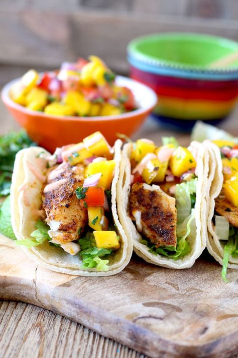 Swordfish Tacos Recipes, Fried Swordfish Recipes, Swordfish Sandwich, Swordfish Tacos, Best Tacos Ever, Fish Tacos With Mango Salsa, Tacos With Mango Salsa, Blackened Fish Tacos, Blackened Fish