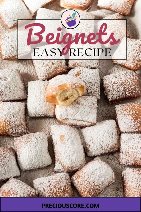 Soft, buttery beignets that are not too sweet so the powdered sugar on top can shine! These beignets are light and airy like the very best beignets should be. The perfect homemadeBeignets Recipe which you will want to make over and over again! How To Make Beignets At Home, Homemade Beignets Easy, Beignet Recipe Air Fryer, Beniegts Recipe, Beignets Easy, Fried Dough Recipes, Homemade Beignets, How To Make Beignets, French Beignets