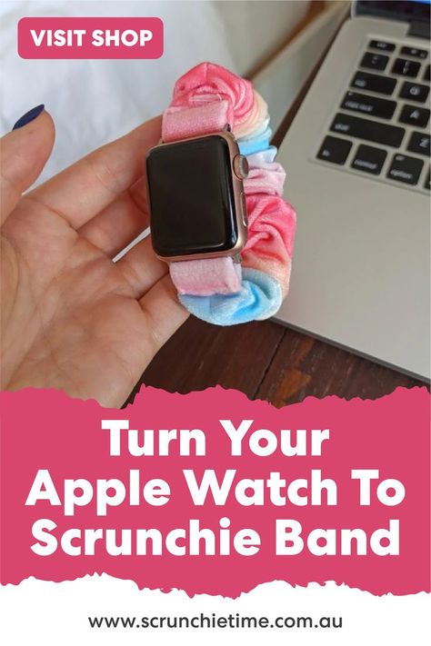 Apple Watch Scrunchie Band is a wristband that is made of leather. It can be easily converted into a fashionable accessory by adding different materials, such as metal or pearls. Samsung Watch Bands, Apple Watch Scrunchie, Samsung Watch, How To Turn, Samsung Gear Fit, Scrunchies, Watch Bands, Fitbit, Apple Watch