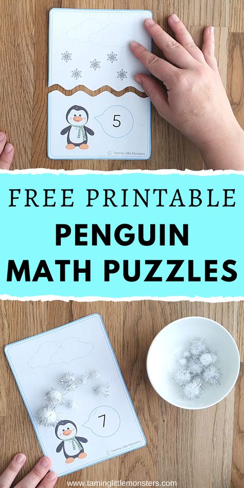 Arctic Math Activities Preschool, Preschool Winter Name Activities, Winter Math Worksheets Kindergarten, Penguin Centers Preschool, Penguin Counting Preschool, Penguin Printables Free, Puzzles For Preschoolers, Winter Animals Preschool, Islamic Homeschooling