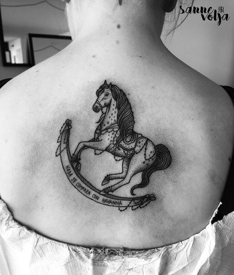 Thanks Kim! #equilattera #taot #tattoo #tattrx #tttism #tatuaje #instaart #iblackwork #inkstagram #instaartist #inkstinctsubmission #onlyblackart #savemyink #sannevolja #skinartmag #dotworktattoo #femaletattooartist #wiilsubmission #voljatattoo #bodyart #blxckink #blackwork #btattooing #blacktattoo #blacktattooing #blackworkers #blacktattoomag #blackworkerssubmission by voljatattoo Female Tattoo Patchwork, Carosel Horse Tattoo, Carousel Horse Tattoos, Carousel Tattoo, Mary Go Round, Occult Tattoo, Tattoo Female, Mythology Tattoos, Spooky Tattoos