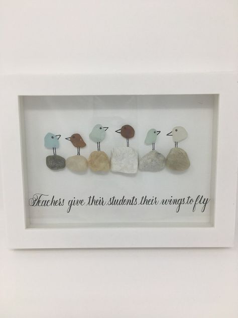 Teacher Appreciation Art, Art Teacher Appreciation, Nugget Ideas, Appreciation Art, Sea Glass Birds, Broken Glass Crafts, Sea Glass Art Diy, Sea Glass Art Projects, Beach Glass Crafts