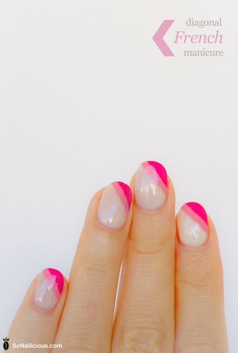 Diagonal french manicure, pink nails Portugal Nails, Nail Party, Holiday Quote, Summer Christmas, Polish Ideas, Pink Nail Art, Her Nails, Nail Stuff, July Nails