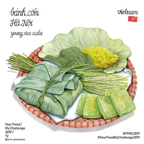 Watercolor Food Illustration, Food Art Painting, Vietnam Art, Vietnam Food, Food Sketch, Food Artwork, Food Cartoon, Food Illustration Art, Watercolor Food