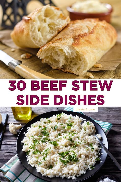 30 Beef Stew Side Dishes For Dinner - Foodiosity Sides For Stew Dinners, Side Dishes For Beef Stew, What To Serve With Beef Stew, Stew Side Dishes, Beef Stew Sides, Side Dishes For Beef, Roasted Beets With Goat Cheese, Stew Beef And Rice, Beets With Goat Cheese