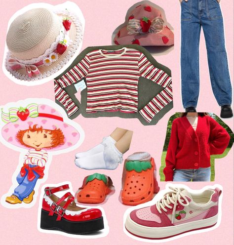 How To Dress Like Strawberry Shortcake, Strawberry Shortcake 2003 Costume, Strawberry Shortcake Outfit Inspiration, Strawberry Shortcake Costume Women, Easy Cosplay Ideas Women, Angel Cake Strawberry Shortcake, Cartoon Character Halloween Costumes, Strawberry Shortcake Halloween Costume, Strawberry Shortcake Dress