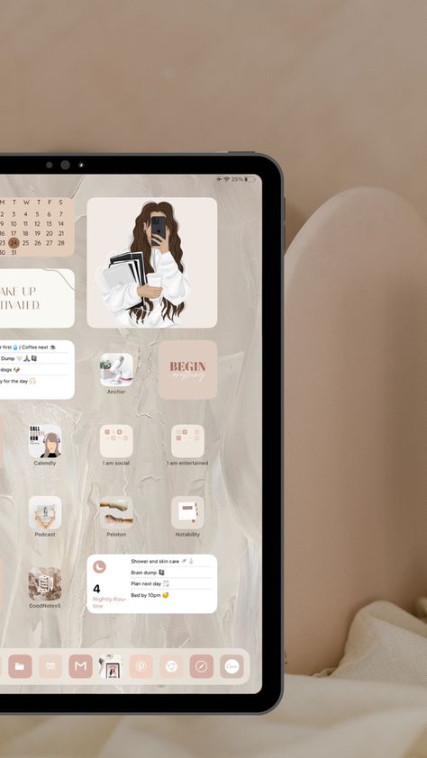 Productive Ipad Homescreen, Ipad Homescreen Ideas Aesthetic Study, Ipad Setup Aesthetic Homescreen, Ipad Setup Homescreen, Ipad Setup Aesthetic, Ipad Organization Homescreen, Ipad Homescreen Aesthetic, Home Screen Ipad, Ipad Homescreen Ideas Aesthetic