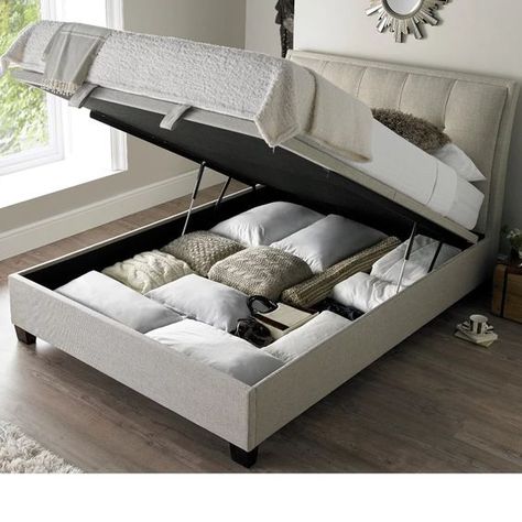 Home Storage Solutions You Wish You Knew Before - Decoholic Tv Bed Frame, Stylish Master Bedrooms, Storage Bed Frame, Modern Bed Frame, Accent Ottoman, Ottoman Storage Bed, Curved Headboard, Ottoman Storage, Home Storage Solutions