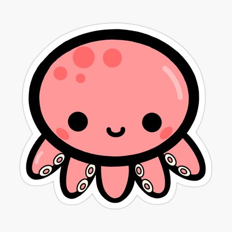 Get my art printed on awesome products. Support me at Redbubble #RBandME: https://www.redbubble.com/i/sticker/Happy-Octopus-Kawaii-by-soba94/77462082.EJUG5?asc=u Octopus Drawing, Homemade Stickers, Cute Octopus, Images Kawaii, Bubble Stickers, Tumblr Stickers, Cute Animal Drawings Kawaii, Cute Kawaii Drawings, Cute Cartoon Drawings