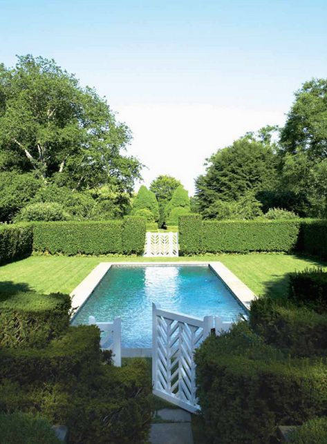 Miranda Brooks Inspiration, Vogue Gardens, Inspirational Gardens, Simply Elegant Gardens Hamptons Pool, Hamptons Garden, Canyon Landscape, Pool Pictures, Living Pool, Pool Garden, Modern Landscape Design, Pool Fence, Pond Design