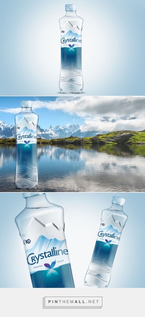 Crystalline on Packaging of the World - Creative Package Design Gallery - created via https://pinthemall.net Mineral Water Label Design, Drinking Water Bottle Design, Plastic Water Bottle Design Ideas, Water Product Design, Plastic Water Bottle Design, Water Bottle Design Ideas, Water Packaging Design, Water Bottle Packaging, Water Bottle Logos