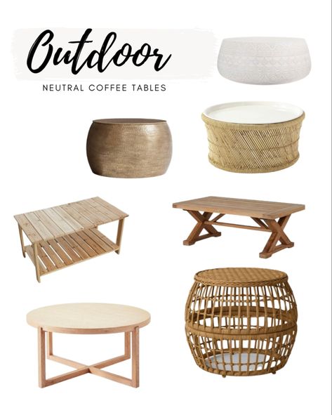 Outdoor coffee table, patio furniture Boho Style Furniture, Bohemian Style Decor, Teak Coffee Table, Neutral Style, Patio Furniture Ideas, Outdoor Patio Decor, Neutral Fashion, Outdoor Patio Furniture, Patio Decor