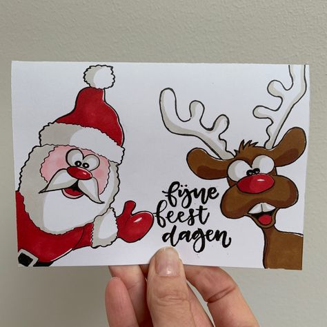 Merry Christmas Drawing Art, Merry Christmas Drawings, Christmas Postcard Diy, Christmas Pictures To Draw, Cartoon Christmas Cards, Merry Christmas Drawing, Winter Wonderland Card, Christmas Cards Drawing, Handcrafted Christmas Cards