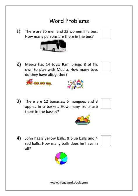 Word Problems Kindergarten, Word Problems 3rd Grade, Addition And Subtraction Word Problems, Basic Subtraction, Problem Solving Worksheet, Math Pictures, Multiplication Word Problems, Addition Words, Math Addition Worksheets