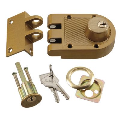 81% Of residential intrusions occur through the first floor. We understand the importance of supplementing primary entrance door locks with our high-quality auxiliary door security products. First Watch Security Finish: Brass Tone | First Watch Security Keyed Single Cylinder Deadbolt 2.81 H x 4.25 W x 1.69 D in yellowSteel in Brass Tone | 2.81" H X 4.25" W X 1.69" D | Wayfair Brass Door Hardware, Surf House Decor, Steel Security Doors, Entry Door Locks, First Watch, Deadbolt Lock, Front Door Locks, Cabinet Locks, Brass Door