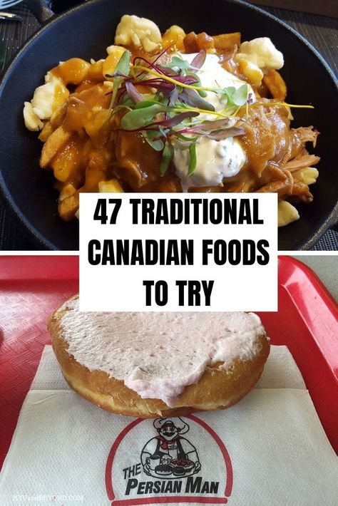 47 great Canadian food items even if you live in Canada you may want to step out of your KD Mac and Cheese box and try something uniquely Canadian. #Canada #greatCanadianfood #buttertarts | Canadian Food | traditional Canadian dishes | authentic Canadian Food | Canadian Meals, Canadian Baking, Canadian Foods, Canada Recipes, Canada Party, Canadian Recipes, Canadian Dishes, Canadian Christmas, Canadian French