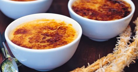 Lime & ginger creme brulee Cold Desserts, Cheese Fondue, Chopsticks, Vanilla Bean, Ginger, Coconut, Ethnic Recipes