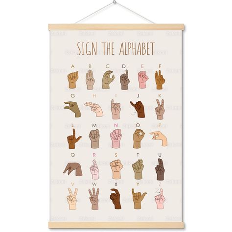 Asl Poster, Alphabet Asl, Language Poster, Hand Sign Language, Asl Alphabet, Boho Classroom Decor, Boho Classroom, Asl Learning, Abc Print