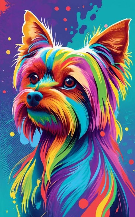 Colorful Dog Art, Dog Pop Art, Bright Art, Art Gallery Wallpaper, Dog Poster, Nature Art Painting, Jolie Photo, Dog Drawing, Dog Paintings