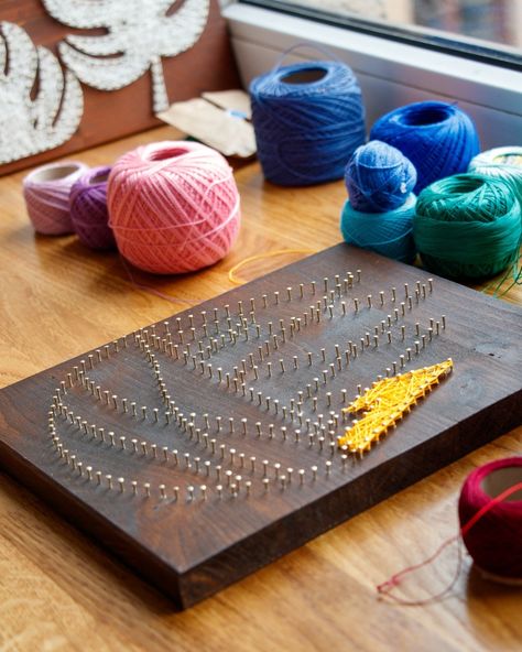 🏔️ In less than a month, I'll be on vacation in the mountains - brace yourselves for a flood of off-topic pics on my Instagram stories! 😄 Sorry in advance about that! 📸 It'll be a lot of #MeetTheMaker during that time. Meanwhile, have a peek at one of our most colorful designs to date - the geometric string art mountains! 🌈 #VacationCountdown #StringArtMountains #MeetTheMaker #stringart Vacation In The Mountains, Geometric String Art, Vacation Countdown, String Art Templates, Art Mountains, Colorful Mountains, String Art Patterns, Mountain Getaway, String Art Diy