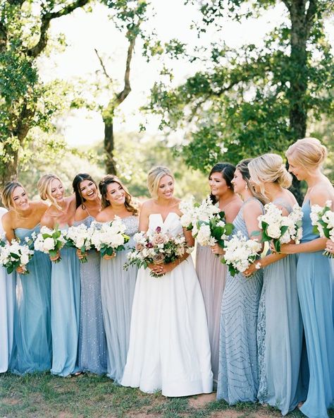 Two truths and a lie. These bridesmaid dresses are under $100, these are the prettiest bridesmaid palettes of 2020, and I have only thought about them once since discovering them. Okay, the last one is a lie. Birdy Grey is a leading online bridesmaid dress boutique for good reason! Their convertible gown designs and dashing color palettes are enough to make anyone envious of a bridesmaid and her style game, and we have a feeling these looks will grace weddings, galas and fundraising events for y Bridesmaid Palette, Mixed Bridesmaid Dresses, Patterned Bridesmaid Dresses, Bridal Party Gowns, Something Blue Bridal, Floral Bridesmaid Dresses, Bridesmaid Inspiration, Birdy Grey, Gray Weddings