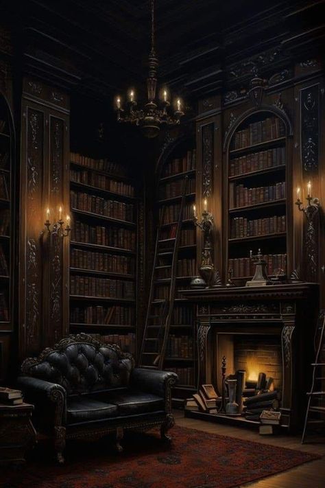 Rustic Castle Interior, Dark Castle Library, Dark Fantasy Interior, Parsons Manor, Dark Castle Aesthetic Interior, Victorian Bookshelf, Gothic Castle Interior, Castle Aesthetic Interior, Gothic Store