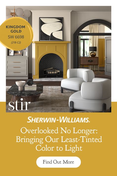 We're shining light on our least-tinted color, Kingdom Gold SW 6698, with the help of design icon and disrupter of the fashion world Dapper Dan to celebrate uniqueness in every space and explore the rewards of risk-taking in design. Tap this pin to rediscover the beauty of color with The Loneliest Color™ in STIR®.   #SherwinWilliams #SherwinWilliamsPaint #SWTheLoneliestColor #FashionIcon #Iconic #BoldRoomDesigns #BoldPaintColor #GoldPaint #StatementRoom #HomeInspiration Kingdom Gold Sherwin Williams, Bold Paint Colors, Paint Color Inspiration, Dining Room Spaces, Shining Light, Dapper Dan, Step Daughter, Design Icon, Baby Organization