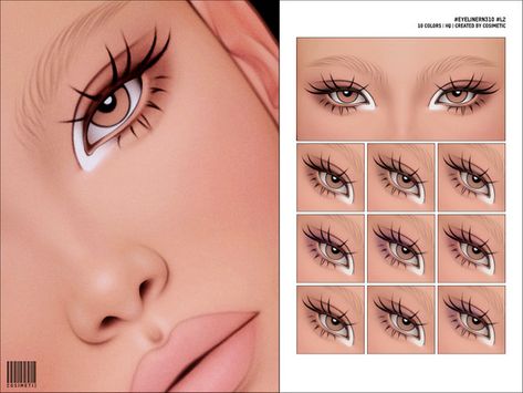 Sims Eyeliner, Sims 4 Makeup, Sims 4 Cc Eyes, Makeup Cc, Pelo Sims, Sims 4 Mm Cc, Sims 4 Cc Makeup, Sims 4 Body Mods, Sims 4 Cc Skin