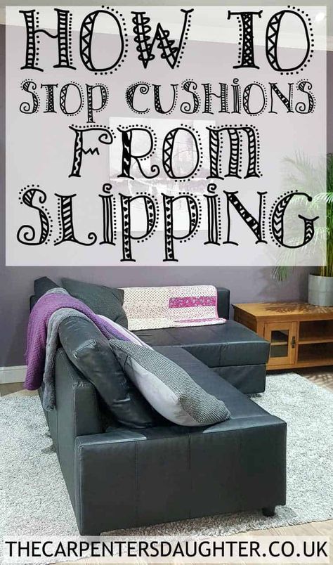 How to Stop Sofa Cushions from Slipping with Velcro Tape - The Carpenter's Daughter Diy Couch Cushions, Friheten Sofa, Velcro Tape, Diy Couch, Ikea Sofa, Pipe Furniture, Sofa Cushions, Diy Sofa, Leather Couch