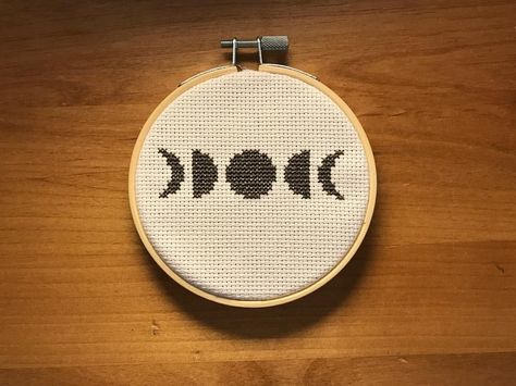 Stitch In My Side (@stitchinmyside) on Instagram: “A preview of what will be on my Etsy shop.” // etsy.com/shop/stitchinmysideco // cross stitch moon phases Cross Stitch Moon, Stitch Things, Geeky Cross Stitch Patterns, Snowflake Cross Stitch, Geeky Cross Stitch, Witch Crafts, Moon Cross Stitch, Creative Juice, Halloween Cross Stitches