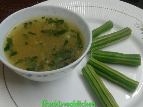 DRUMSTICK SOUP – Ruchi's Veg Kitchen Drumstick Soup, Veg Soup Recipes, Nutrition For Kids, Healing Soup, Diet Soup Recipes, Puri Recipes, Veg Soup, Drumstick Recipes, Cumin Seeds