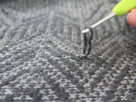 Picture of Fixing the snag Fix Sweater Hole, Repair Knitted Sweater, Fix Hole In Cashmere Sweater, Sweater Snag Repair, Fix Hole In Knit Sweater, Recycling Hacks, Fix A Zipper, Damaged Clothes, Saving Money Frugal Living