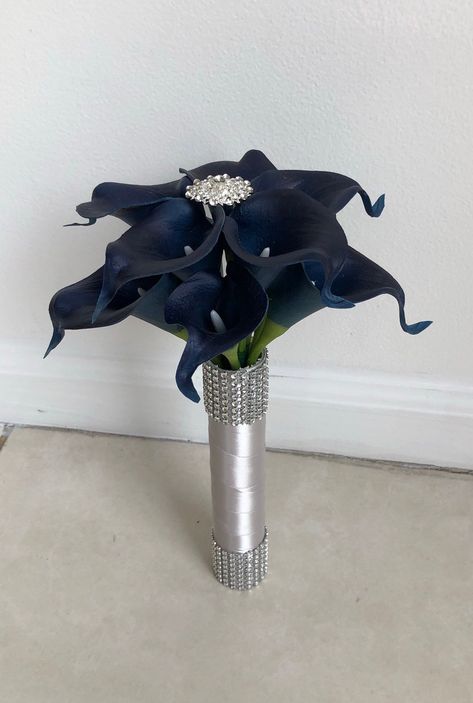 Excited to share this item from my #etsy shop: Navy Blue Calla Lily Bridesmaid Bouquet, Navy Lily Bouquet, Real Touch Calla Lily Bouquet, Brooch Bouquet, Bling Bouquet, Calla Lily Bouquet Blue Calla Lily Bouquet, Calla Lily Bridesmaid Bouquet, Bouquet Calla Lily, Blue Calla Lily, Navy Blue Bouquet, Lily Bouquets, Bling Bouquet, Artificial Eucalyptus Garland, Calla Lily Bouquet