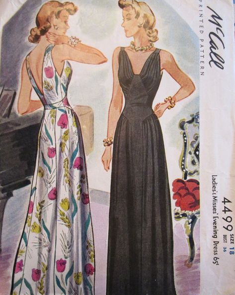 1940s Fashion Women Dress, 1940s Evening Gowns, Italian Fashion Summer, 1940s Evening Dresses, Historical Garments, 1940s Costume, Evening Dress Sewing Patterns, 1930s Fashion Women, 1940s Fashion Women