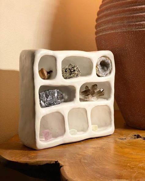 Clay Shelf Decor, Ceramic Crystal Holder, Clay Crystal Holder, Clay Shelves, Ceramic Organizer, Clay Shelf, Clay Display, Ceramic Shelf, Sculpture Art Clay