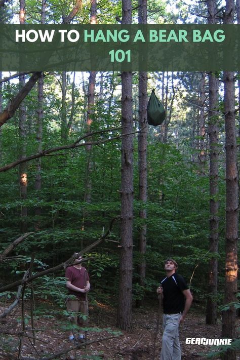 If you’re heading into bear country, it’s absolutely vital to store your food and other scented items safely out of reach from hungry bears. This protects you, the bears, and the overall experience you’ll have outdoors. Tie Food, Bear Bag, Out Of Reach, How To Hang, Camp Ideas, Day Camp, Mountain Biker, Grizzly Bear, One Tree