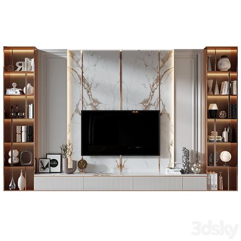 Plywood TV Shelf KTV107 - TV Wall - 3D model Tv Panel For Living Room, Led Wall Design, Lcd Unit Design, Lcd Wall Design, Wall Tv Stand, Lemari Tv, 3ds Max Design, Lcd Unit, Lcd Wall