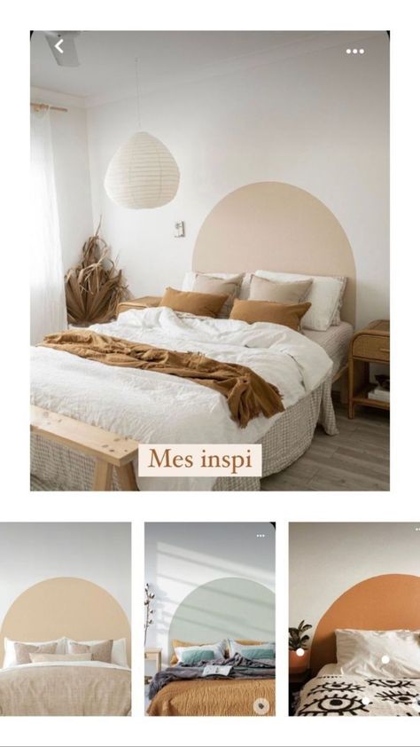 Behind Bed Painting, Painted Arch Above Bed, Behind Bed Mural, Paint Arch Behind Bed, 3x3 Bedroom Ideas, Wall Behind Bed, Designer Bed Sheets, Painted Beds, Flat Ideas