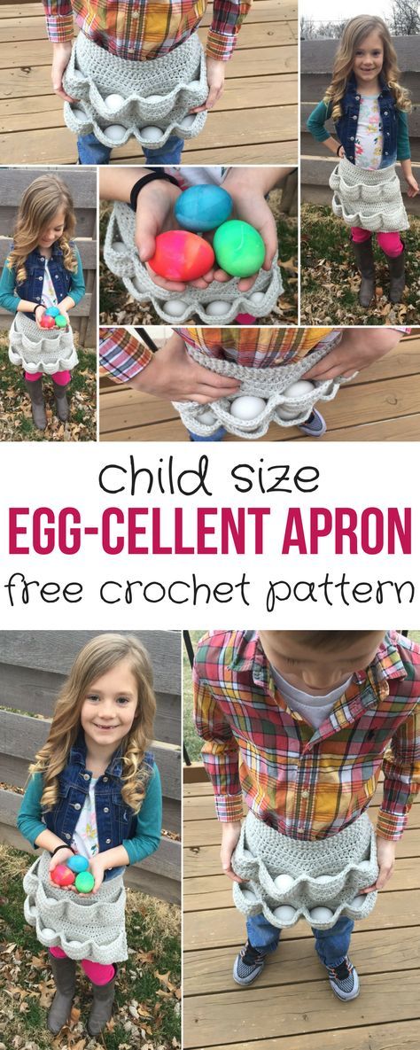 Egg-cellent Child SizeApron http://hearthookhome.com/egg-cellent-child-size-egg-gathering-apron/?utm_campaign=coschedule&utm_source=pinterest&utm_medium=Ashlea%20K%20-%20Heart%2C%20Hook%2C%20Home&utm_content=Egg-cellent%20Child%20Size%20Egg%20Gathering%20Apron Crochet Apron, Egg Apron, Egg Collecting Apron, Crochet Egg, Apron Pattern Free, Egg Aprons, Gift Crafts, Apron Pattern, Crochet Chicken