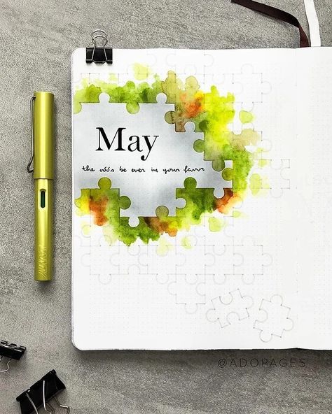 May Cover Page, May Bujo, Watercolour Doodles, Monthly Cover Page, Cover Page Ideas, Summer Themes, Bullet Journal Cover Page, Bullet Journal Ideas Templates, Journal Design Ideas