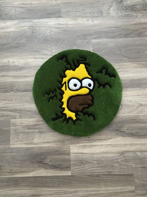 Bush Homer Rug Funky Rugs, Rug Inspiration, Homer Simpson, Animation Design, Raleigh Nc, Floor Space, Tufted Rug, Custom Rugs, Acrylic Yarn