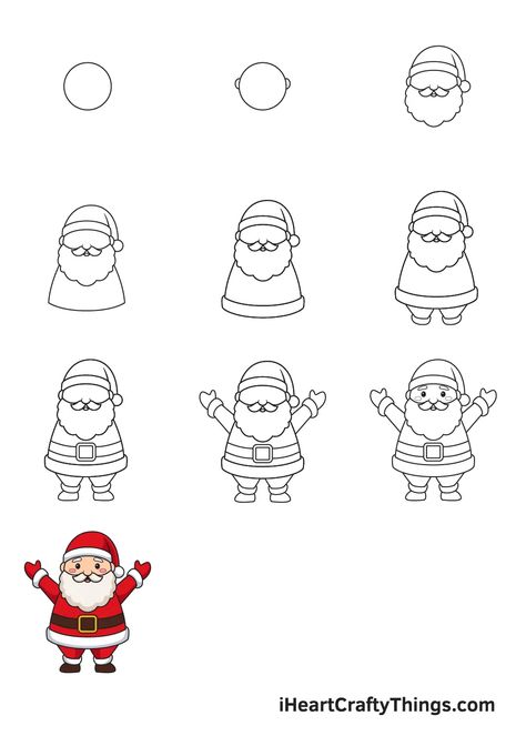 Santa Claus Painting For Kids Easy, Santa Doodle Easy, Christmas Art Santa, Santa Claus Drawings, Step By Step Santa Drawing For Kids, How To Draw A Santa Claus, Santa Claus Painting Easy, Easy Santa Drawing For Kids, How To Draw Santa Claus Step By Step