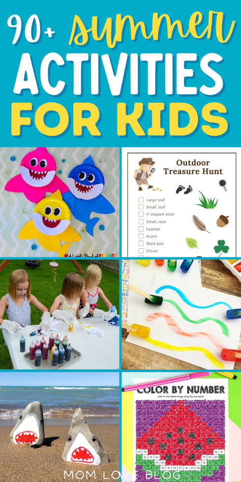 Collage of summer activities for kids. Summer Scavenger Hunt For Kids, Summer Activities For Kids 8-10, Diy Juju Hat, Woodland Baby Shower Ideas, Family Summer Bucket List, Scavenger Hunt Ideas, Baby Shower Ideas For Boys, Summer Preschool Activities