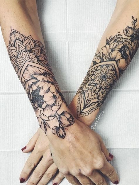 Mandala Arm Tattoos, Tato Mandala, Mandala Tattoo Sleeve, Marvel Tattoos, Cat Tattoos, Flower Sleeve, Forearm Tattoo Women, Tiny Tattoo, Mandala Tattoo Design