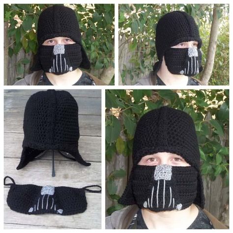 Star Wars Darth Vader Inspired Crochet Beanie Hat Charity Crochet, Star Wars Crochet, Beard Hat, Star Wars Crafts, Crochet Mask, Crocheting Ideas, Small Scissors, Crochet Hat Free, Crochet Knit Hat