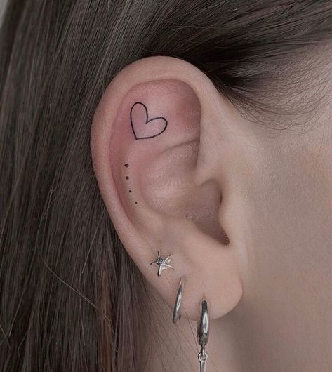 Heart Tattoo Behind Ear, Tattoos For Women Small Meaningful, Tattoo Behind Ear, Red Heart Tattoos, Small Shoulder Tattoos, Stylish Tattoo, Shape Tattoo, Tiny Tattoo, The Ear