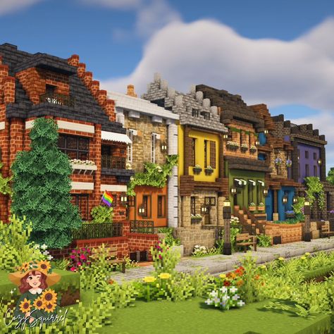 🌈HAPPY PRIDE MONTH!! Love wins!!🏳️‍🌈 I really wanted to create something for Pride Month and I had so much fun creating these rainbow townhomes. You can download this world on my Ko-Fi - link in bio! Shader: BSL Texture: Mizuno's 16 Craft CIT Packs Used: Mizuno's 16 Craft CIT, Ghoulcraft, Garden Breeze, Hananacraft #minecraft #pridemonth #minecraftpride #minecraftideas #townhomes #minecrafttownhouse #lgbt #mizunos16 Minecraft Rainbow Builds, Minecraft Landscape, Disney Minecraft, Minecraft P, Cottagecore Minecraft, Rainbow Eucalyptus, Minecraft Inspiration, Minecraft Plans, Minecraft Inspo